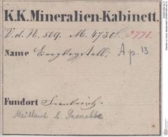 Etiketten zu Quarz (Bergkristall) (NHMW-MIN-Ap13)